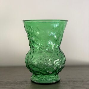 Vintage E.O. Brody Co. Crinkle Green Glass Vase